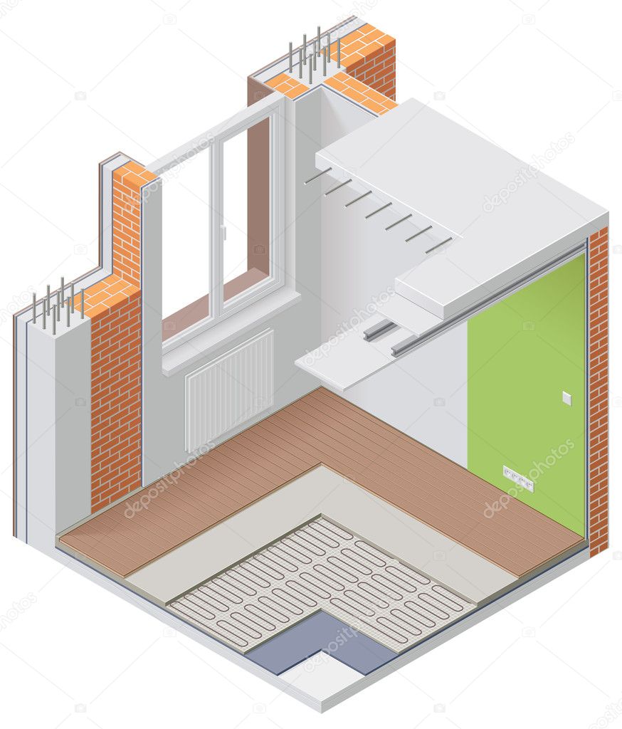 Vector isometric apartment cutaway icon