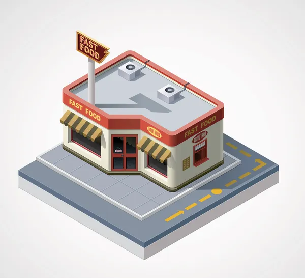 Vecteur isométrique fast food café — Image vectorielle