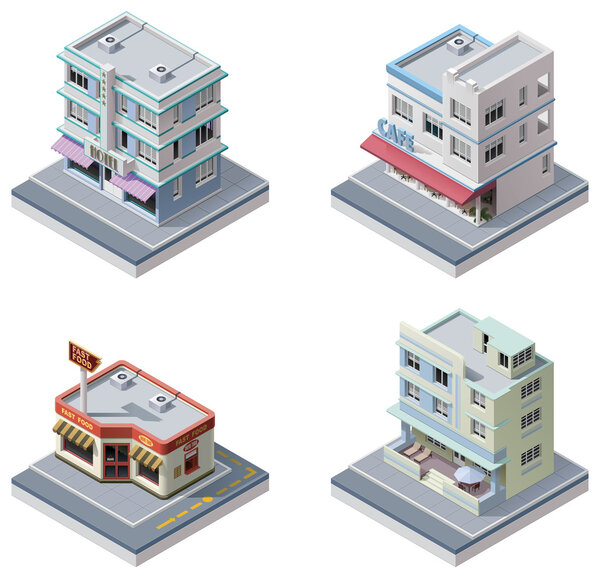 Vector isometric buildings set
