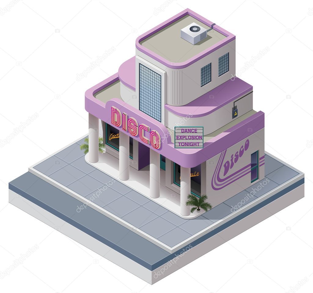 Vector isometric nightclub building