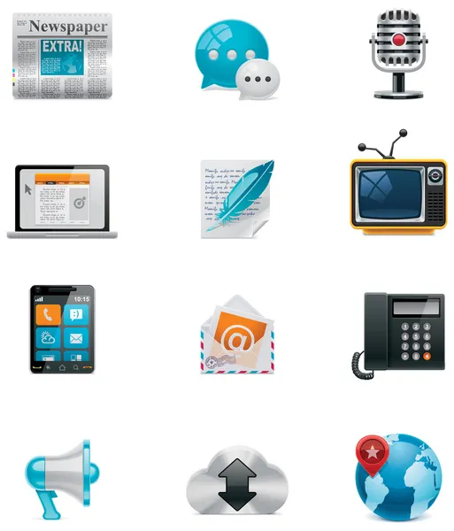 Vektor Kommunikation und Social Media Icon Set. pa — Stockvektor