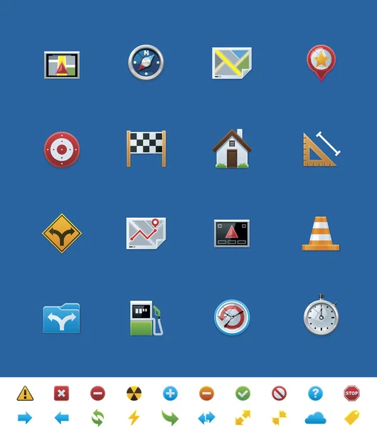 Ortak Web Simgeler Vektör. GPS navigasyon — Stok Vektör