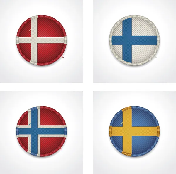 Vektor vlajky zemí jako tkanina odznaky — Stockový vektor
