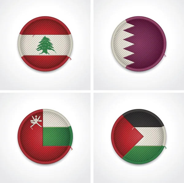Drapeaux des pays comme badges en tissu — Image vectorielle