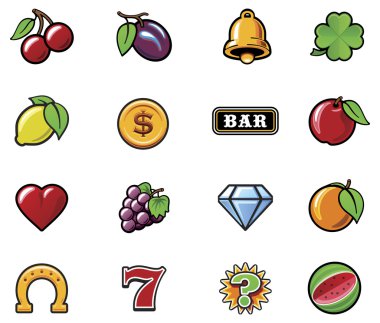 Vector slot machine symbols set clipart