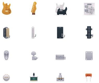 vektör gitar parçaları Icon set