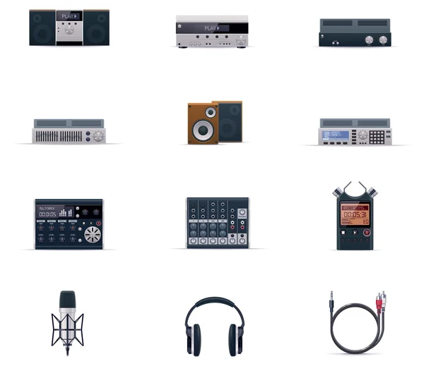 Vector audio elektronica pictogrammenset — Stockvector