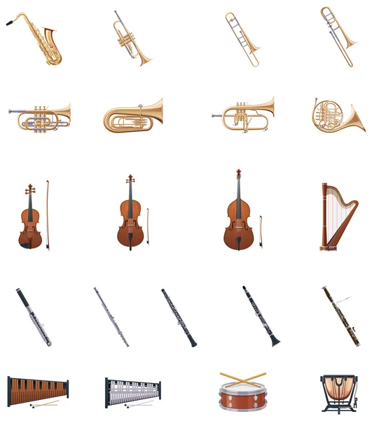 Vektorinstrumente des Orchesters — Stockvektor