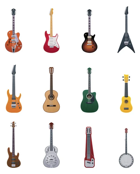 Vector guitars icon set — Stock Vector