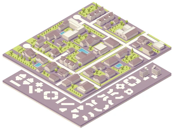 Isometrisches Kit zur Erstellung von Stadtplänen — Stockvektor