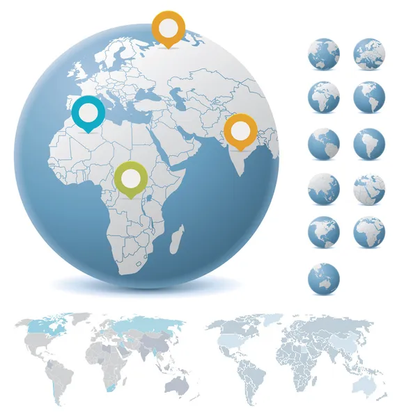 แผนที่โลกและโลก — ภาพเวกเตอร์สต็อก