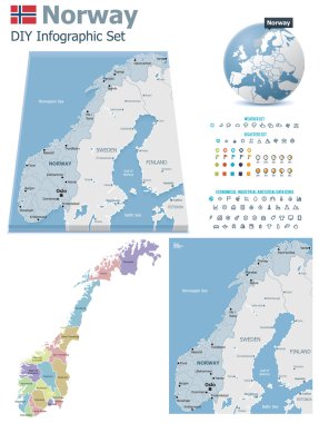 işaretçileri olan Norveç haritalar