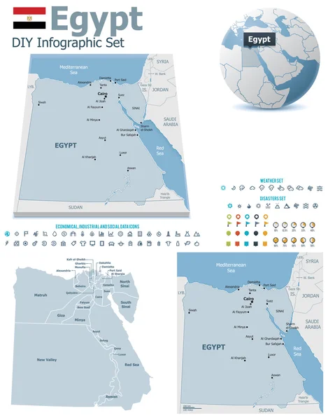 Egypt maps with markers — Stock Vector