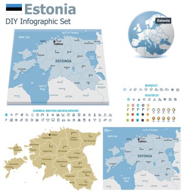 işaretçileri olan Estonya haritalar