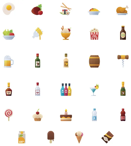 Conjunto de iconos de alimentos y bebidas — Vector de stock