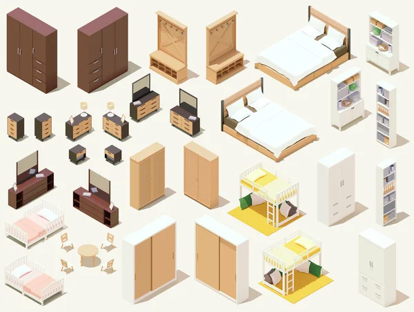 Ensemble isométrique vectoriel de mobilier et d'équipement pour la maison — Image vectorielle