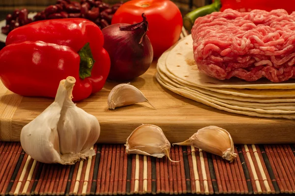 Mexican cuisine ingredients for Burrito — Stock Photo, Image