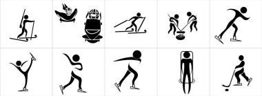 Set of silhouettes of winter sport clipart