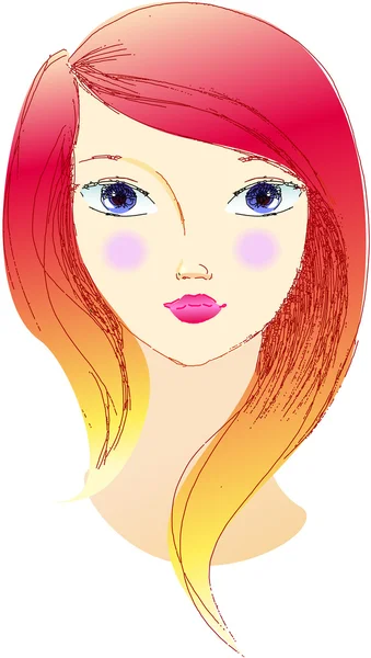 El retrato de chica moderna — Vector de stock