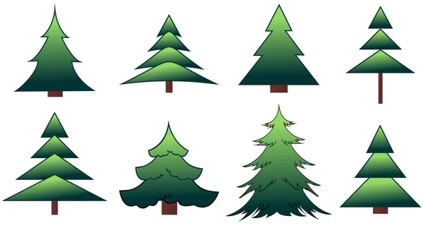 The set of the fir-trees and pines — Stock Vector