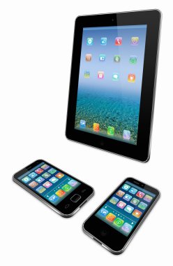 stilize tablet pc ve iki telefon
