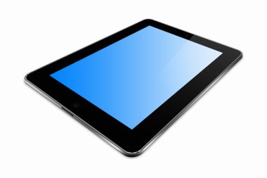 beyaz zemin üzerinde stilize mavi ekran tablet pc