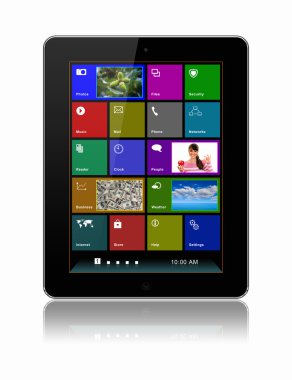 beyaz zemin üzerinde stilize tablet pc