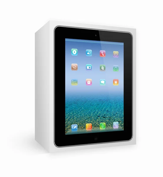 Tablet PC Box auf weißem Hintergrund — Stockfoto