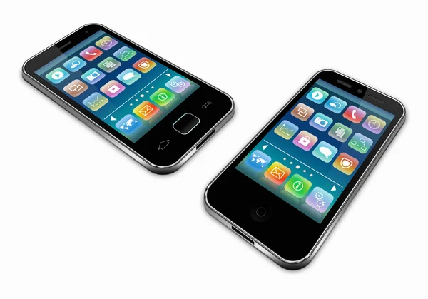 Twee mobiele telefoons op een wit — Stockfoto