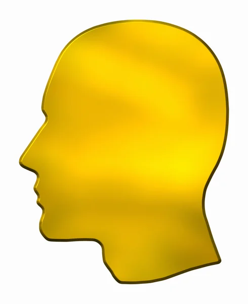 Silueta de cabeza dorada sobre blanco — Foto de Stock
