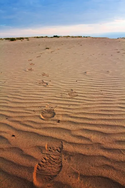 Człowiek ślady na piasku — Zdjęcie stockowe