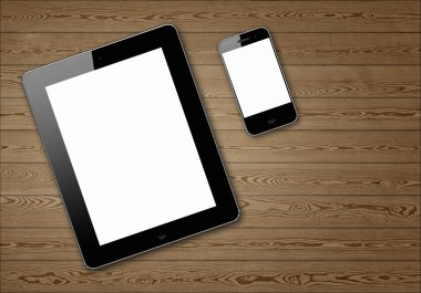 iki tablet pc ahşap oyun tahtası