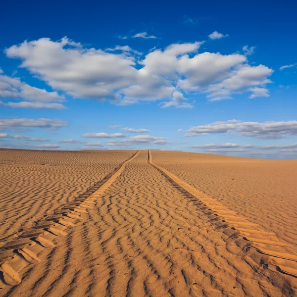 Camino en un desierto de arena — Foto de Stock