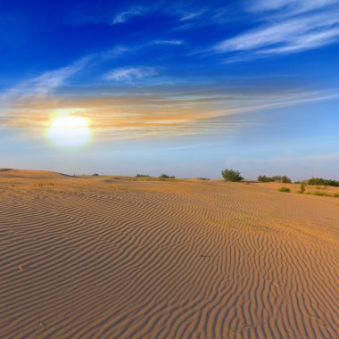 gün batımında Kum Çölü