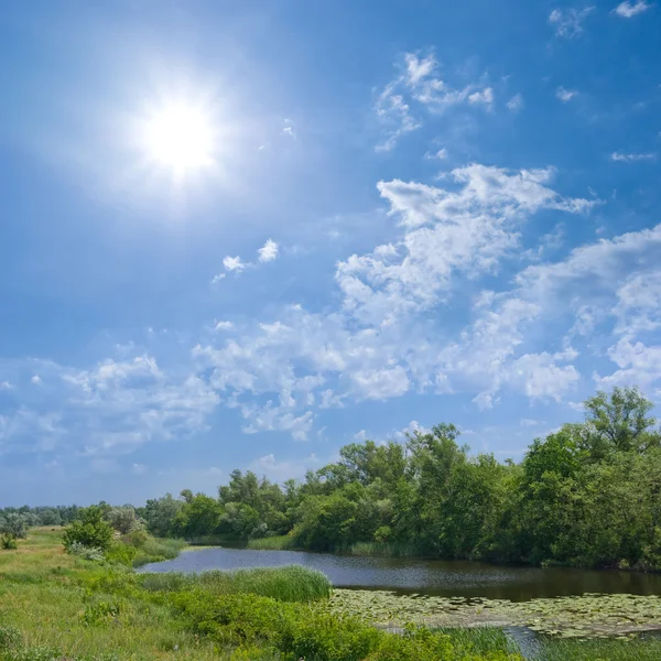Řeka za slunečného letního dne — Stock fotografie