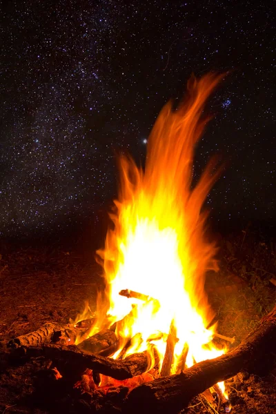 Kampvuur in de nacht — Stockfoto