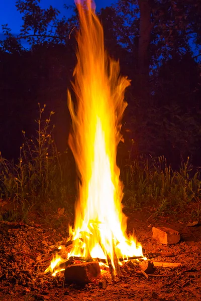 Feu de camp la nuit — Photo