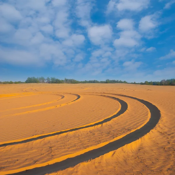 Road among a sandy desert — Stock Photo, Image