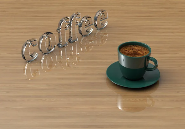 Šálek na kávu s kávou symbolem sklo — Stock fotografie