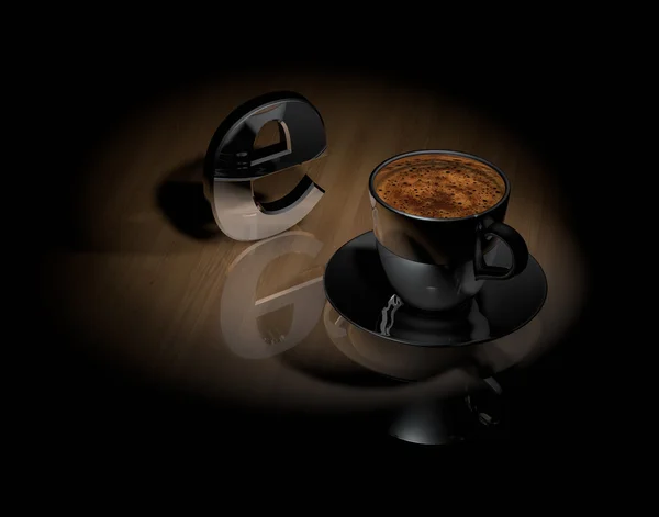 Filiżanka kawy z symbolu internet — Zdjęcie stockowe