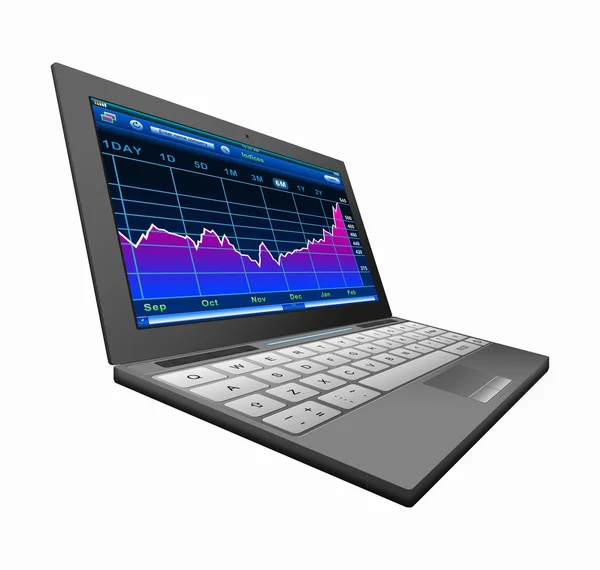 Business analysis on touch notebook — Stock Photo, Image