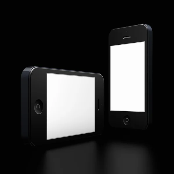 Two new mobile phones on black background — Stock Photo, Image