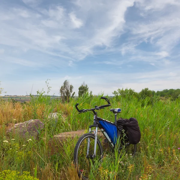 Bicicleta em uma grama — Fotografia de Stock