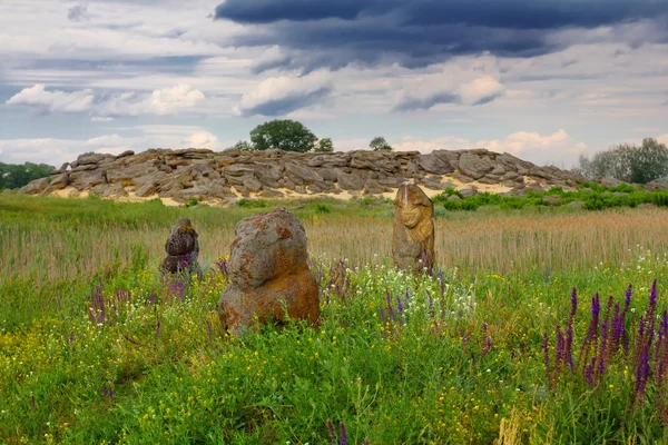 Bir bozkır taş anıtlar — Stok fotoğraf