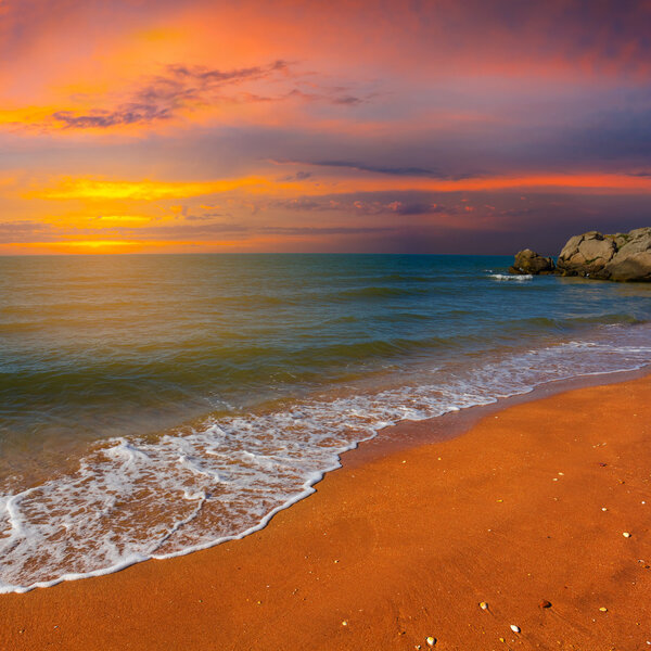 Sea coast sunset