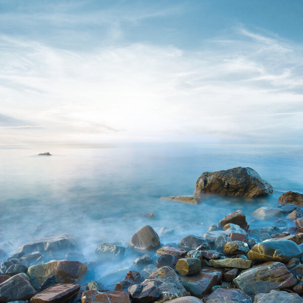 Sea coast by a long exposure