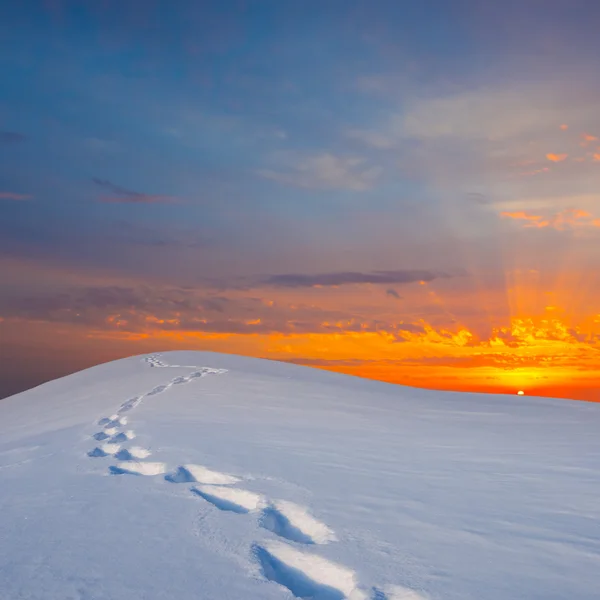 Winter schneegebundene Hügel — Stockfoto