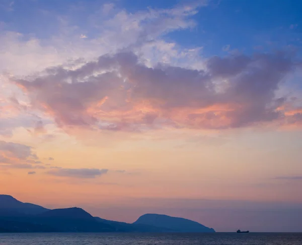 Sea Bay Mountain Silhouette Evening — Stock Photo, Image