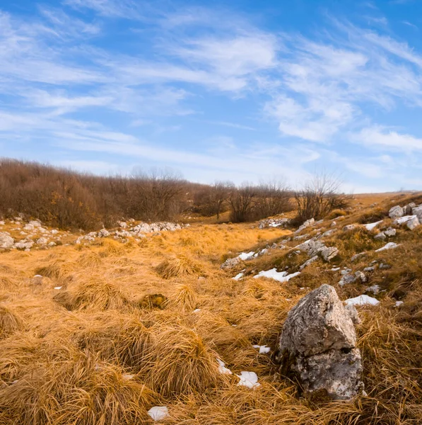 Bergplateau Met Droge Gras Scene — Stockfoto