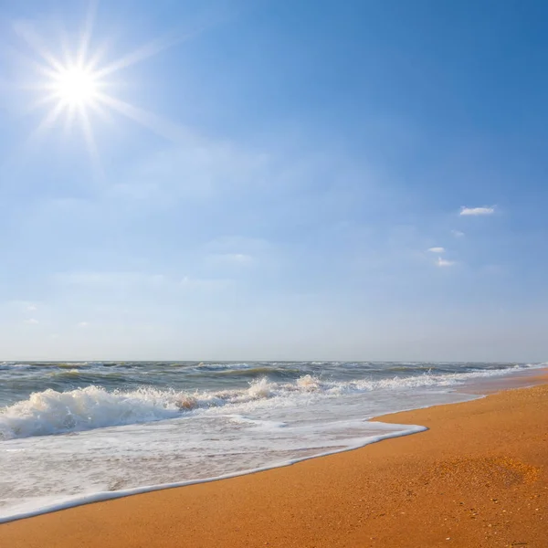 Summer Stormy Sandy Sea Beach Summer Vacation Natural Background — Stock Photo, Image